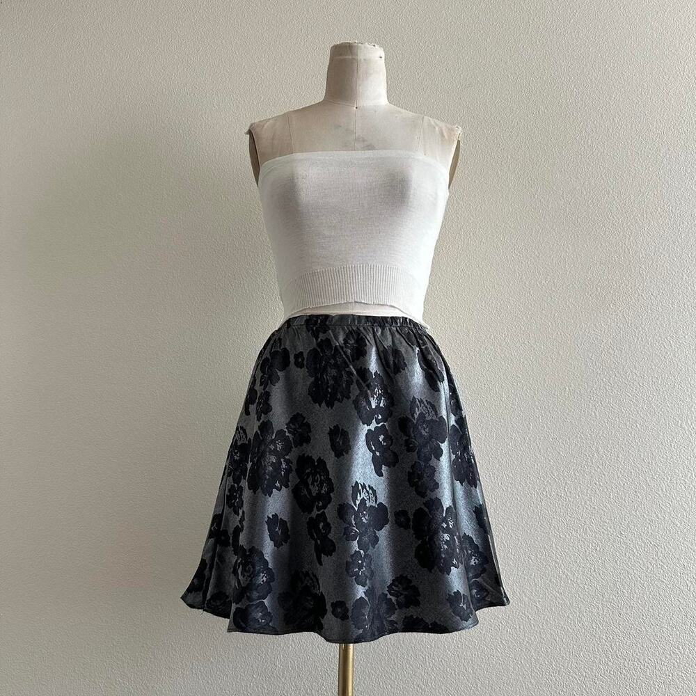 handmade black charcoal floral mini skirt